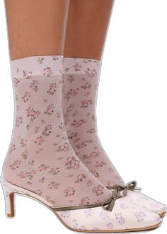 Mid Calf Socks, Fall Footwear, Floral Socks, Calf Socks, Fall Shoes, Mid Calf, Socks, Floral, Pink