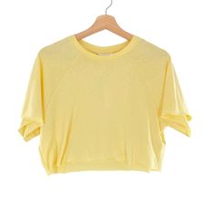 Topshop Crew Neck Crop Short Sleeve Sunflower Yellow Cotton. Pal4200 Spring Vacation Crew Neck Crop Top, Spring Beach Crop Top With Crew Neck, Cheap Crop Tops, Yellow Crop Top, Baby Graphic Tees, Sunflower Yellow, Yellow Short, Light Blue Shorts, Mesh T Shirt