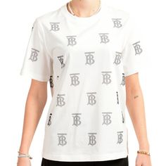 Burberry Women's "Margot" Short Sleeve Logo Print Graphic T-Shirt Us Xs It 38 Product Details Retail Value: $580.00 This Is Authentic Burberry Women's "Margot" Short Sleeve Logo Print Graphic T-Shirt Sku: Bb-7252 Country/Region Of Manufacture China Model: 148869a8536 Material: 100% Cotton Bust: 18" Length: 23.5" Luxury Cotton Tops With Monogram Print, Luxury Cotton Top With Monogram Print, Designer Tan Crew Neck Top, Designer Tan Short Sleeve Top, Designer Short Sleeve Tan Top, White Monogram Print Short Sleeve Top, White Monogram Print Top With Short Sleeves, Luxury White Top With Monogram Print, Burberry Tops