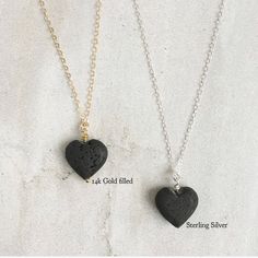 "A simple and sweet, heart shaped lava stone hangs on your choice of sterling silver, 14k gold filled, or choose between stainless steel in gold, silver or rose gold. Wear this necklace alone, with your favorite essential oil or layer it with other necklaces for a trendy layered look! How to use: Simply drop or rub one to two drops of your essential oil(s) directly to the lava stone. Since lava stones are naturally porous, they absorb the oils and you get to benefit from the therapeutic properti Minimalist Nickel-free Heart Pendant Jewelry, Minimalist Nickel-free Heart-shaped Jewelry, Minimalist Nickel-free Heart Jewelry, Minimalist Heart Shaped Nickel-free Jewelry, Minimalist Heart-shaped Nickel-free Jewelry, Minimalist Hypoallergenic Heart Pendant Jewelry, Minimalist Nickel-free Heart Pendant Necklace, Minimalist Hypoallergenic Heart-shaped Jewelry, Minimalist Nickel-free Necklace For Valentine's Day