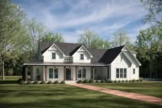 this is an artist's rendering of the country house plan for two story homes