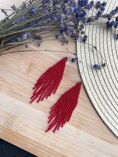 Matte Beaded Earrings Red/yellow/dark Red Seed Beaded Earrings - Etsy Ukraine Handmade Red Beaded Earrings With Round Beads, Red Colorful Beads Dangle Earrings, Red Dangle Beaded Earrings With Colorful Beads, Handmade Red Beaded Earrings, Red Colorful Beaded Dangle Earrings, Red Dangling Beaded Earrings, Red Drop Earrings With Tiny Beads, Red Beaded Dangle Earrings With Tiny Beads, Red Dangle Beaded Earrings With Tiny Beads