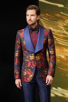 This regal tuxedo for men or women is filled with an array of colorful designs. With bold colors, this tuxedo with navy trim can partner with endless options making it an effortless choice for weddings and other formal events. FREE SHIPPING ON ORDERS OVER $199 COLOR Multi-Color COMPOSITION N/A YARN COUNT N/A WEIGHT 290g FABRIC STYLE Jacquard OCCASION Wedding/Gala Royal Blue Tuxedo Blazer With Suit Collar, Fitted Royal Blazer For Formal Occasions, Royal Blue Notch Lapel Tuxedo For Formal Occasions, Royal Tailored Suit For Formal Occasions, Royal Tailored Formal Suit, Fitted Notch Lapel Blazer For Gala, Royal Fitted Festive Suits, Royal Fitted Suits For Festive Season, Fitted Royal Blue Tuxedo For Semi-formal Occasions