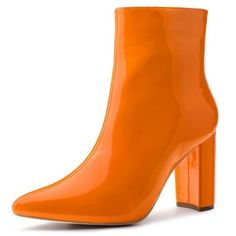 Halloween Heels, Orange Boots, Chunky Heel Ankle Boots, Rubber Boot, Closed Toe Shoes, Buckle Boots, Boot Shop, Tall Boots, Heeled Ankle Boots