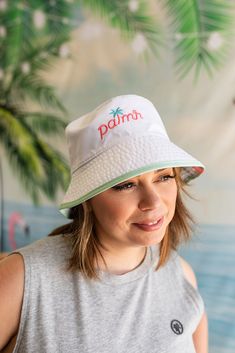 Palmr Style Tropical Bucket Hat Parker Reversible Green Palm leaf flamingo Resort Wear Self-care Reversible Bucket Hat, Pink Hat, Snap Backs, Outdoor Adventures, Snapback Hats, Women's Style, Outdoors Adventure, Hats For Women, Sundress