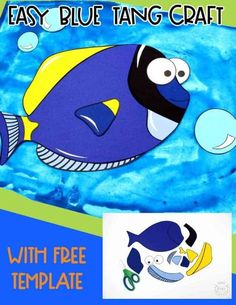 an easy blue tang craft with free template