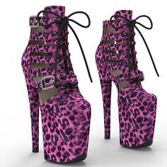 TAAFO 20CM/8inches Leopard Ankle Boots High Heel Platform Pole Dance Boot lemon green color-35 Pink Round Toe Heels For Club, Green Platform Boots For Party, Pink High Heel Club Boots, Pink High Heel Boots For Club, Pink Ankle-high Platform Boots For Party, Pink High Heel Platform Boots For Party, Multicolor High Heel Platform Boots For Party, Pink Platform Ankle Boot Heels, Purple Lace-up Party Boots