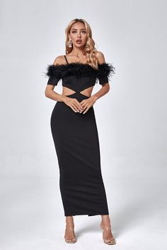 Madelyn Black Feather Maxi Bodycon Dress Pink Bandage Dress, She Is Perfect, Lace Up Bodycon Dress, Glitter Wedding Dress, Black Sequin Mini Dress, Maxi Bodycon Dress, Simple Accessories, Bandage Midi Dress, Floral Shirt Dress