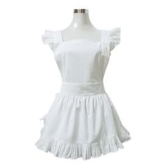 Style White Skirt, Maid Apron, Apron Cute, Skirt Overalls, Cooking Aprons, Ruffle Apron, Apron For Women, Halloween Party Gifts, Vintage Halloween Costume