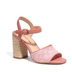 Coach "Maddy" Sandals In Pink Brand New! Originally $198.00 Size 10 & 11 Available Product Details: Signature Jacquard And Leather Upper Man-Made Leather Lining And Footbed Rubber Outsole Buckle Closure 3 1/2" Heel Style No. C8930 Coach Heels, Girly Shoes, Shoe Inspo, Coach Outlet, Pink Brand, Espadrille Sandals, Pretty Shoes, Coach Shoes, Cute Shoes