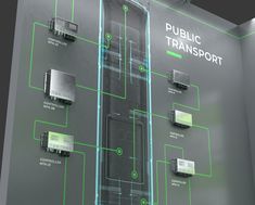 an electronic device is displayed on a wall with green lines and other electrical components around it