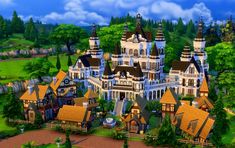 Sims 4 build Castle And Village, Sims 4 Collections, Sims House, House Inspo, Castle, House Styles