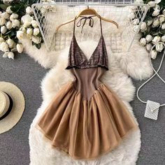 Beige Stretch Mini Dress For Summer, Fitted Summer Club Dresses, Fitted Summer Mini Dress For Party, Summer Fitted Club Dresses, Summer Party Mesh Dress, Fitted, Sheer Backless Mini Dress For Summer, Brown Mini Dress For Summer, Chic Backless Mesh Dress, Fitted Sheer Mini Dress For Summer