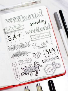 Week and weekend bullet journal headers, bullet journal headers banners, bullet journal headers hand lettering, bullet journal headers step by step, bullet journal headers month, Bullet Journal Headers/Doodles, Bullet Journal Banners. #headers #banners #tittle #bulletjournal #bujo #doodle #doodles #date #daily #drawabanner Date Doodles, Week Lettering, Journal Headers, Bullet Journal Titles, Bullet Journal Headers, Bullet Journal Font, Bullet Journal Banner, Journal Fonts, Banner Drawing