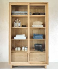 Wave Storage Cupboard Ethnicraft - BEAM // Design Store Glass Cupboard, Storage Cupboard, Bedroom Cabinets, Solid Wood Cabinets, Open Living Room, Cupboard Design, The Cabinet, Oak Cabinets, Cupboard Storage