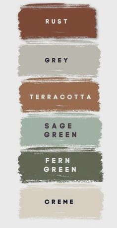 the names of different colors and font on a white background, including green, red, orange