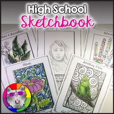 the high school sketch book is open and has pictures on it