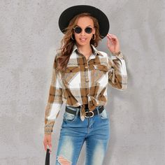 F00147501-402 Summer Suit Women, Denim Skirt Women, Denim Patterns, Jacket Long, Long Sleeve Plaid, Fashion Today, Button Shirt, Womens Plaid, Casual Fits