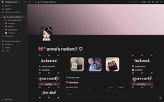 pink black kpop notion idea organization Notion 2023, Notion Template Aesthetic, College Vision Board, Love Store, Life App, God Help Me, Notion Template