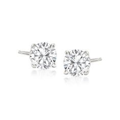 Ross-Simons - .75 ct. t.w. Diamond Stud Earrings in 14kt White Gold. A generous dose of pure dazzle for ears. Stunning round-cut diamond stud earrings totaling .75 ct. t.w. are set in 14kt white gold. Meticulously matched for color, cut, size and clarity. Graded H-I color and I1 clarity. Post closure. Diamond birthstones are the perfect gift for April birthdays. Essential Jewelry, Gold Diamond Earrings Studs, Gold Diamond Studs, White Gold Earrings Studs, White Gold Studs, Jewelry Styles, Diamond Birthstone, Jewelry Essentials, Diamond Stud Earrings