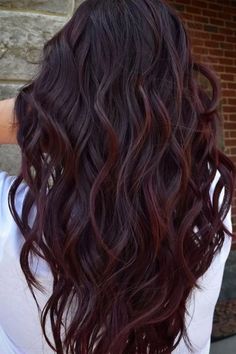 Wine Hair Color, Hair Highlight, Wine Hair, Fall Hair Color For Brunettes, Colored Curly Hair, Red Highlights, Long Hair Color, Unique Fall, Hair Color And Cut