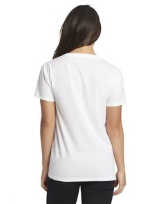 Ladies' Relaxed V-Neck T-Shirt - WHITE - S | Next Level Women's Relaxed V-Neck T-Shirt in White Size Small | Cotton T Shirt Style, Font Styles, Print Logo, White Fabrics, Shirt White, Combed Cotton, Next Level, White Undershirt, Shirt Style