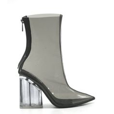 Cape Robbin Crystal Glaze Womens Perspex Lucite Clear Pointy Toe Chunky Heel Ankle Boots Closed Toe Back Zipper Ankle High Perpex Clear Lucite Block Heel Size: 6 B(M) US.  Color: Black.  Gender: female.  Age Group: adult. Black Womens Boots, Crystal Glaze, Clear Boots, Cutout Ankle Boots, Dance Boots, Short Rain Boots, Chunky Heel Ankle Boots, Strap Sandals Women, Frye Boots