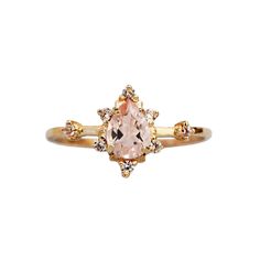 This ring is an elegant beauty for the ages. A peachy morganite set in sterling silver with 14K plated yellow gold. Definitely a timeless classic. Pair it with our ring bands to create the ultimate royal stack. Available in yellow gold vermeil, rose gold, and silver, or 14k solid gold. For natural diamonds, options click here. Gold vermeil or 14k solid gold 7x5mm natural morganite Round CZs (what's this?) ** This item is specially made for you. Please allow 1-2 week lead time. ShippingDomestic: Yellow Gold Morganite Promise Jewelry, Rose Gold Morganite Topaz Ring, Morganite Topaz Ring In Yellow Gold, Elegant Pink Gold Morganite Rings, Pink Morganite Ring With Gemstone Accents, Ring Bands, Rose Gold And Silver, Elegant Beauty, Elegant Engagement Rings