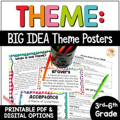 the big idea theme posters for students to use in their writing and reading skills, including