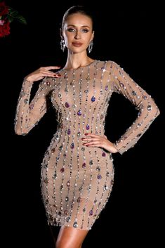 The Crystal Sheer Long Sleeve Dress combines the allure of crystals with delicate sheer fabric and long sleeves, creating an elegant and sophisticated garment suitable for formal events or special occasions. Handmade customization Fabric composition: 90% polyester fiber, 10% spandex Washing method: hand wash or dry clean Popular elements: crystal Sheer Long Sleeve Dress, Sheer Long Sleeve, Sparkly Dress, Dress Jewelry, Sheer Fabric, Sheer Fabrics, Xl Dress, Formal Event, Fascinator