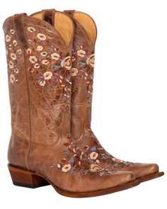 PRICES MAY VARY. Genuine Leather 12&Quot; Shaft Height Snip Toe Pull Tabs Allover Brown With Multicolor Floral Embroidery Crafted from genuine leather, these boots blend durability and style flawlessly. With a 12" shaft height and a snip toe, they offer a classic western silhouette. The convenient pull tabs make them easy to slip on and off. The allover brown design is beautifully adorned with multicolor floral embroidery, adding a touch of vibrant charm. The western heel and leather outsole wit Classic Black Boots, Country Shoes, Shoes 2021, Womens Cowgirl Boots, Bota Country, Boots Thick, Wedding Boots, Roper Boots, Boots Square Toe