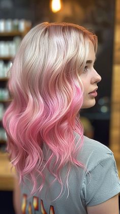 Get the Perfect Pink Hair: 25 Stunning Ideas to Try Right Now Blonde With Pink Hair, Pink Blonde Ombre, Pink Haircut, Pastel Pink Ombre, Vivid Hair, Vivid Hair Color