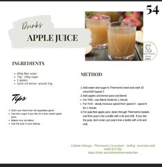 the recipe for apple juice is shown in this page, which includes instructions to make it