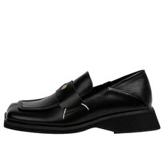 The Futuristic Platform Loafers feature a sleek black design with a high platform sole Material: Vegan LeatherRun small, please review the sizing information Modern Black Platform Loafers With Lug Sole, Black Platform Loafers With Metal Feet For Business, Black Platform Loafers With Chunky Flat Heel, Black Closed Toe Platform Loafers With Metal Feet, Modern Black Platform Loafers With Chunky Sole, Black Platform Loafers With Metal Feet, Black Platform Loafers With Square Toe, Modern Black Platform Loafers With Chunky Platform, Black Chunky Platform Slip-on Loafers