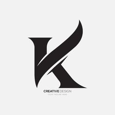 the letter k is made up of curved lines and letters that appear to be black