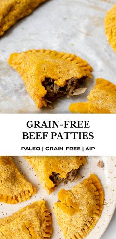 grain - free beef patties on a plate with text overlay