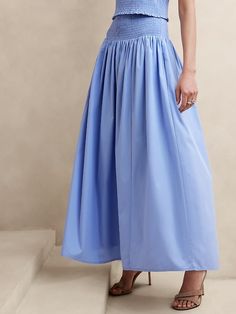 Smocked-Waist Poplin Maxi Skirt | Banana Republic Factory Banana Republic Factory, Smocking, Banana Republic, Maxi Skirt, Sewing, Skirt