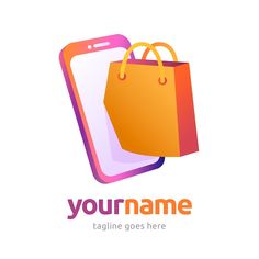 an orange shopping bag next to a cell phone with the text your name on it