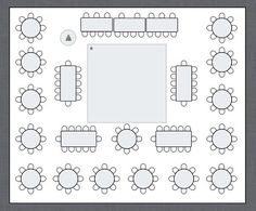 an image of a table with chairs and place settings for the seating arrangement on it