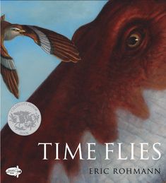 the book cover for time flies with an image of a bird flying over it's head