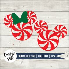 minnie mouse svg cut file with candy canes