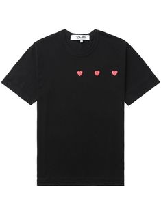 black/red cotton lightweight jersey signature heart print crew neck short sleeves straight hem When buying this unisex item, keep in mind that it is graded in standard men's sizing. Cotton On Logo, Shopping Online Logo, Play Comme Des Garcons, Comme Des Garcons Play, Wardrobe Edit, Latest T Shirt, T Shirt Vest, Heart Print, Short Tops