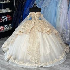 White Quince Dress, Champagne Quince Dresses, Gold Quince Dress, Quinceanera Dresses Off The Shoulder, White Quince Dresses, Champagne Quince, Prom Dress Princess, A Line Ball Gown, Ball Gown Quinceanera Dresses