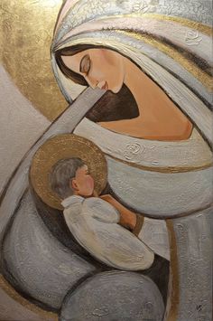 a painting of a woman with a child in her lap