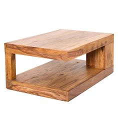 a wooden coffee table sitting on top of a white background