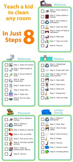 a printable checklist for kids to do in just 8 steps, with the words teach