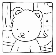 a black and white drawing of a teddy bear