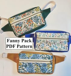 Bumbag Pattern, Waist Bag Pattern, Hip Bag Pattern, Fanny Pack Pattern, Mens Bag, Pattern Purse, Bag Sewing, Bag Tutorial, Diy Tote Bag