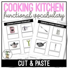 the cooking kitchen printable worksheet is shown