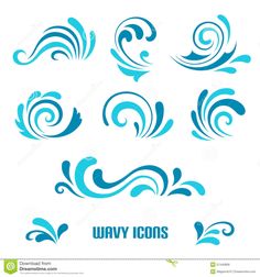 blue water waves and swirls set on white background with space for text or image